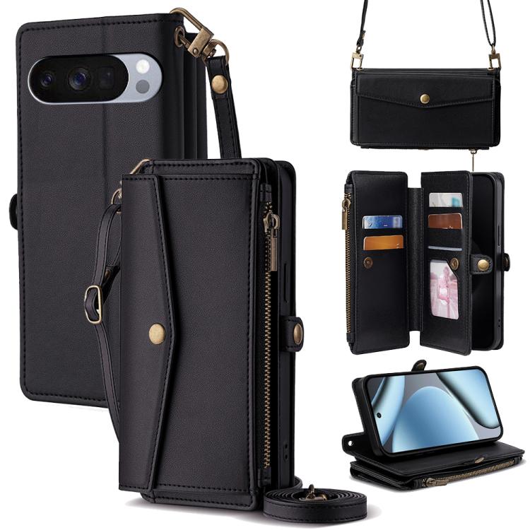 Zipper Wallet Side Buckle Crossbody Lanyard Leather Phone Case, For Google Pixel 10a, For Google Pixel 10 Pro XL, For Google Pixel 10