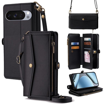 Zipper Wallet Side Buckle Crossbody Lanyard Leather Phone Case, For Google Pixel 10a, For Google Pixel 10 Pro XL, For Google Pixel 10