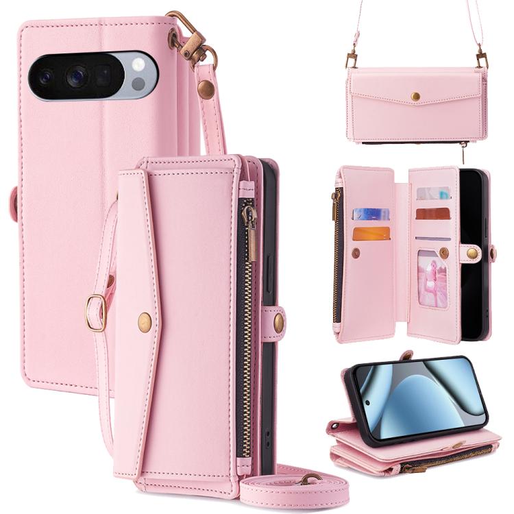 Zipper Wallet Side Buckle Crossbody Lanyard Leather Phone Case, For Google Pixel 10a, For Google Pixel 10 Pro XL, For Google Pixel 10