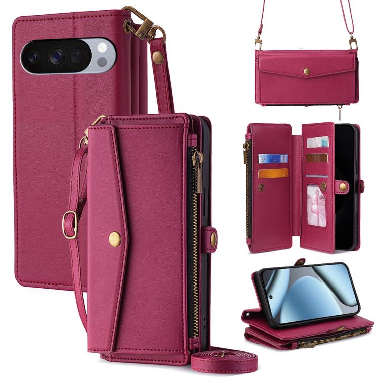Zipper Wallet Side Buckle Crossbody Lanyard Leather Phone Case, For Google Pixel 10a, For Google Pixel 10 Pro XL, For Google Pixel 10
