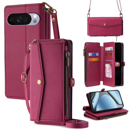 Zipper Wallet Side Buckle Crossbody Lanyard Leather Phone Case, For Google Pixel 10a, For Google Pixel 10 Pro XL, For Google Pixel 10