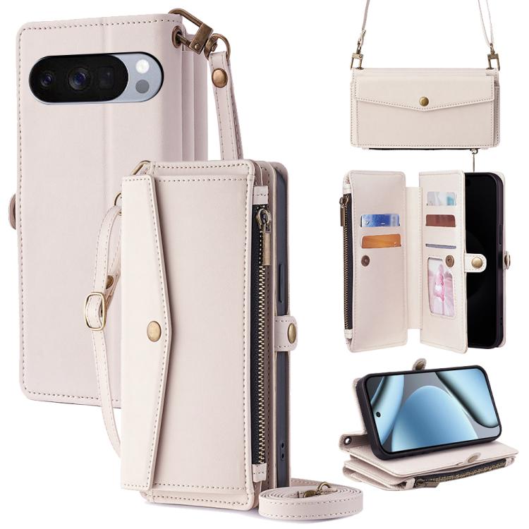Zipper Wallet Side Buckle Crossbody Lanyard Leather Phone Case, For Google Pixel 10a, For Google Pixel 10 Pro XL, For Google Pixel 10