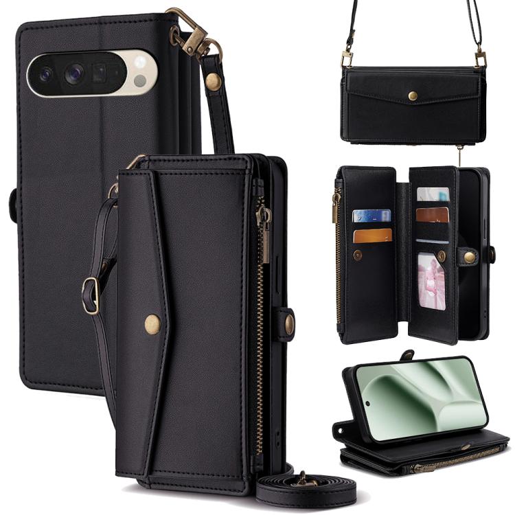 Zipper Wallet Side Buckle Crossbody Lanyard Leather Phone Case, For Google Pixel 10a, For Google Pixel 10 Pro XL, For Google Pixel 10