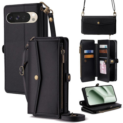 Zipper Wallet Side Buckle Crossbody Lanyard Leather Phone Case, For Google Pixel 10a, For Google Pixel 10 Pro XL, For Google Pixel 10