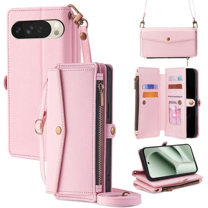 Zipper Wallet Side Buckle Crossbody Lanyard Leather Phone Case, For Google Pixel 10a, For Google Pixel 10 Pro XL, For Google Pixel 10