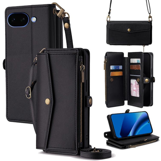Zipper Wallet Side Buckle Crossbody Lanyard Leather Phone Case, For Google Pixel 10a, For Google Pixel 10 Pro XL, For Google Pixel 10