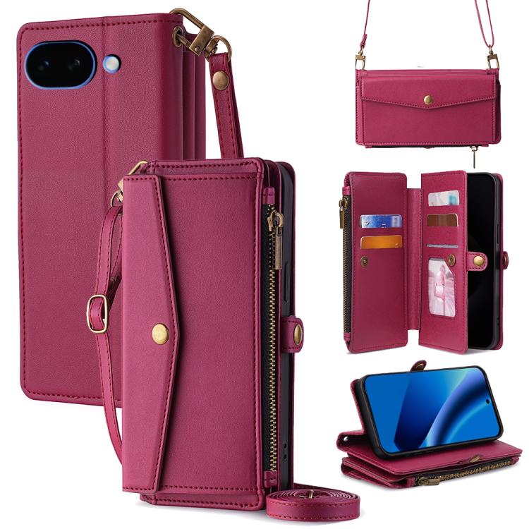 Zipper Wallet Side Buckle Crossbody Lanyard Leather Phone Case, For Google Pixel 10a, For Google Pixel 10 Pro XL, For Google Pixel 10