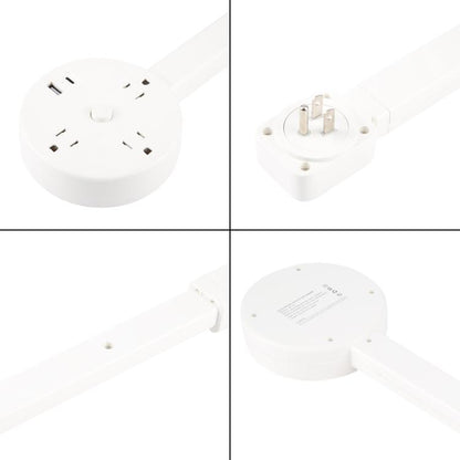 US Plug Round Power Outlet Extender Power Socket Extension Tool with USB / Type-C Fast Charging