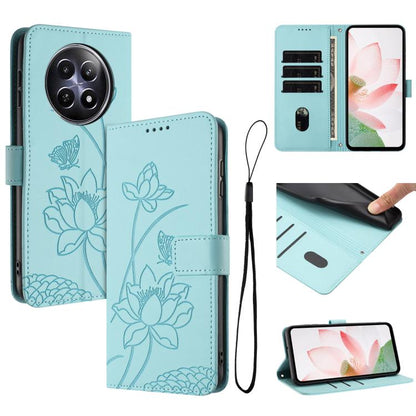 Lotus Embossed Leather Phone Case with Lanyard, For Realme 12 5G / 13 5G / 12x 5G Global, For Realme C63 / C61 / Note 60, For Realme 13+ 5G Global, For Realme 12+ 5G / 12 4G / P1 5G Global, For Realme C67 4G Global / 12 Lite 4G                         ...