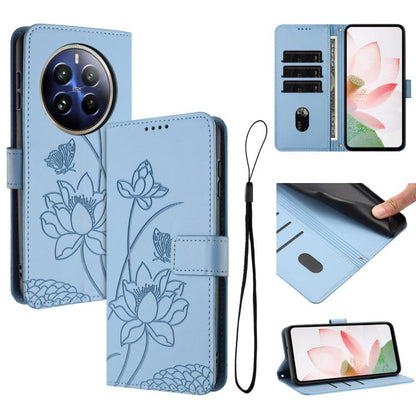 Lotus Embossed Leather Phone Case with Lanyard, For Realme 12 5G / 13 5G / 12x 5G Global, For Realme C63 / C61 / Note 60, For Realme 13+ 5G Global, For Realme 12+ 5G / 12 4G / P1 5G Global, For Realme C67 4G Global / 12 Lite 4G                         ...