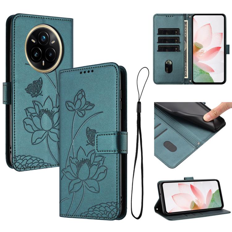 Lotus Embossed Leather Phone Case with Lanyard, For Realme 16T 5G, For Realme C100 / C100i / C100x 4G, For Realme P4 Power 5G, For Realme 16 5G, For Realme 16 Pro+ 5G, For Realme 16 Pro 5G, For Realme C85 5G / 15x 5G India, For Realme C85 Pro 4G       ...