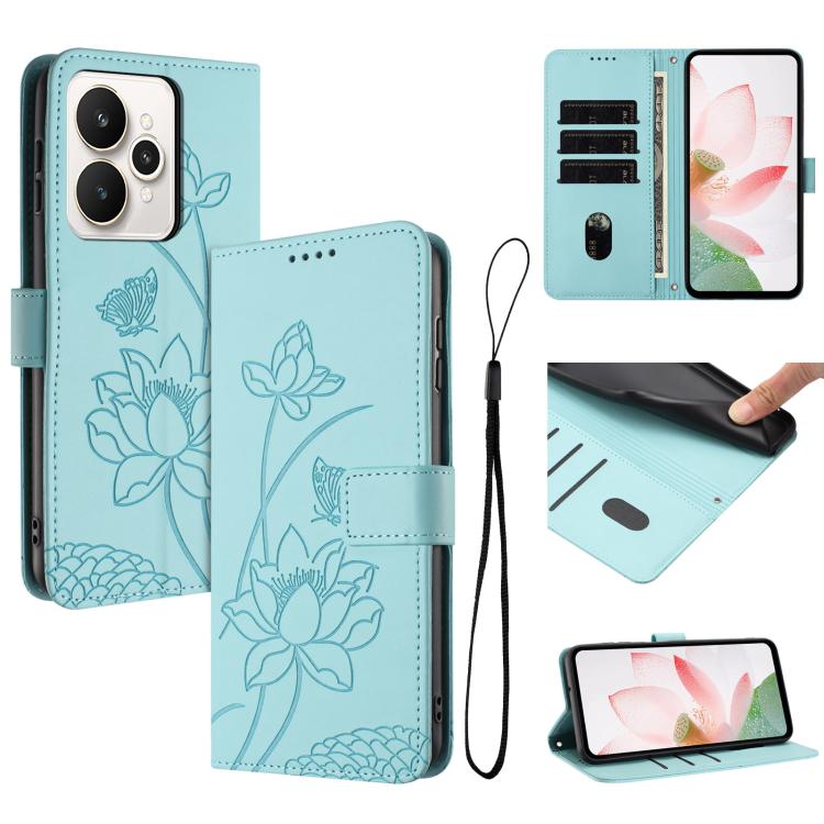 Lotus Embossed Leather Phone Case with Lanyard, For Realme 16T 5G, For Realme C100 / C100i / C100x 4G, For Realme P4 Power 5G, For Realme 16 5G, For Realme 16 Pro+ 5G, For Realme 16 Pro 5G, For Realme C85 5G / 15x 5G India, For Realme C85 Pro 4G       ...