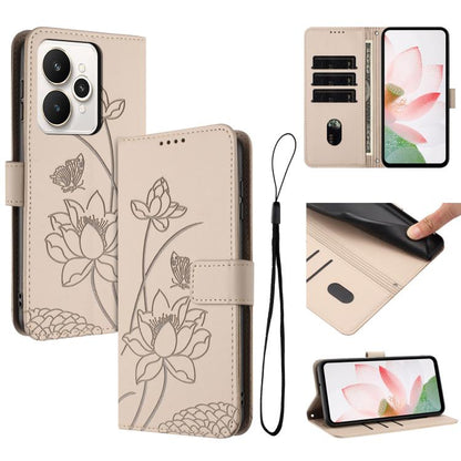 Lotus Embossed Leather Phone Case with Lanyard, For Realme 16T 5G, For Realme C100 / C100i / C100x 4G, For Realme P4 Power 5G, For Realme 16 5G, For Realme 16 Pro+ 5G, For Realme 16 Pro 5G, For Realme C85 5G / 15x 5G India, For Realme C85 Pro 4G       ...