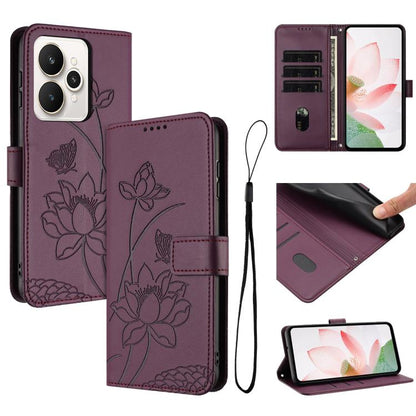 Lotus Embossed Leather Phone Case with Lanyard, For Realme 16T 5G, For Realme C100 / C100i / C100x 4G, For Realme P4 Power 5G, For Realme 16 5G, For Realme 16 Pro+ 5G, For Realme 16 Pro 5G, For Realme C85 5G / 15x 5G India, For Realme C85 Pro 4G       ...