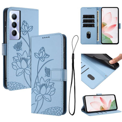 Lotus Embossed Leather Phone Case with Lanyard, For Realme 12 5G / 13 5G / 12x 5G Global, For Realme C63 / C61 / Note 60, For Realme 13+ 5G Global, For Realme 12+ 5G / 12 4G / P1 5G Global, For Realme C67 4G Global / 12 Lite 4G                         ...