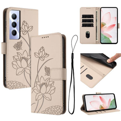 Lotus Embossed Leather Phone Case with Lanyard, For Realme 12 5G / 13 5G / 12x 5G Global, For Realme C63 / C61 / Note 60, For Realme 13+ 5G Global, For Realme 12+ 5G / 12 4G / P1 5G Global, For Realme C67 4G Global / 12 Lite 4G                         ...