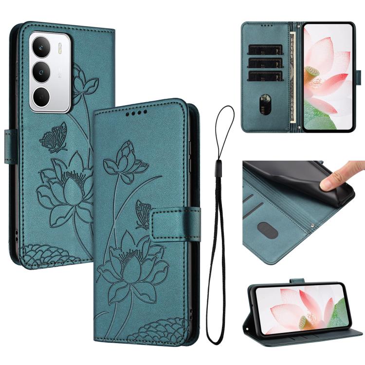 Lotus Embossed Leather Phone Case with Lanyard, For Realme 16T 5G, For Realme C100 / C100i / C100x 4G, For Realme P4 Power 5G, For Realme 16 5G, For Realme 16 Pro+ 5G, For Realme 16 Pro 5G, For Realme C85 5G / 15x 5G India, For Realme C85 Pro 4G       ...