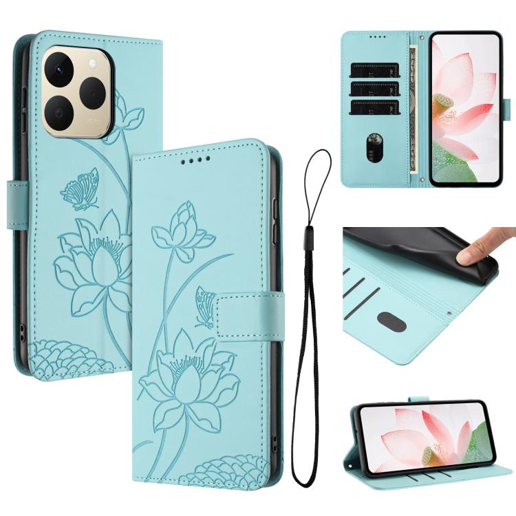 Lotus Embossed Leather Phone Case with Lanyard, For Realme 16T 5G, For Realme C100 / C100i / C100x 4G, For Realme P4 Power 5G, For Realme 16 5G, For Realme 16 Pro+ 5G, For Realme 16 Pro 5G, For Realme C85 5G / 15x 5G India, For Realme C85 Pro 4G       ...