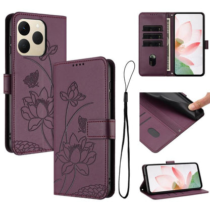Lotus Embossed Leather Phone Case with Lanyard, For Realme 16T 5G, For Realme C100 / C100i / C100x 4G, For Realme P4 Power 5G, For Realme 16 5G, For Realme 16 Pro+ 5G, For Realme 16 Pro 5G, For Realme C85 5G / 15x 5G India, For Realme C85 Pro 4G       ...