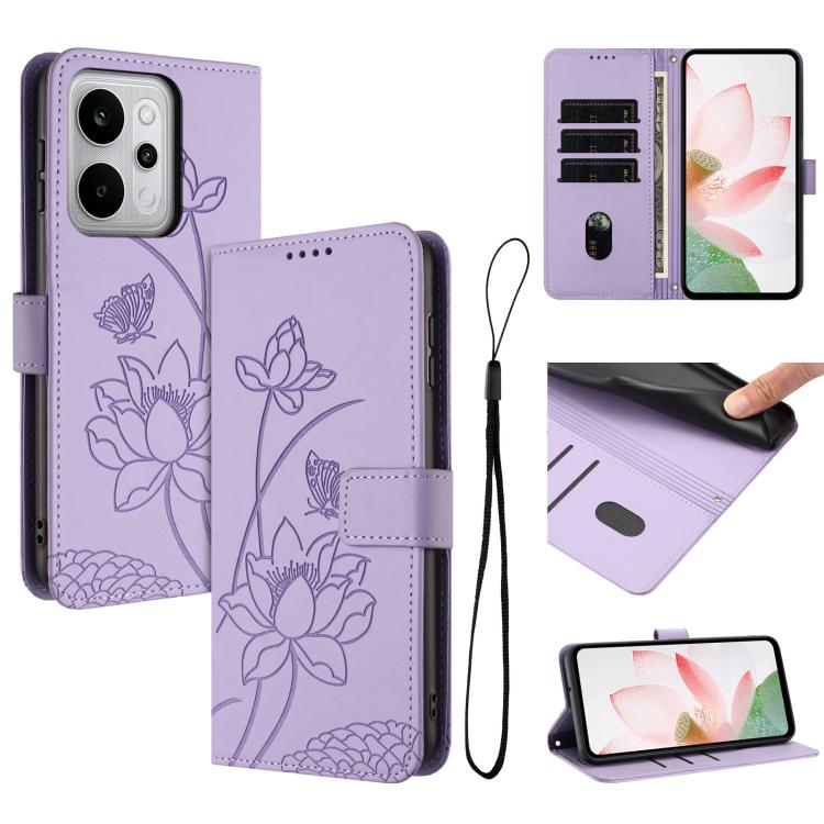 Lotus Embossed Leather Phone Case with Lanyard, For Realme 16T 5G, For Realme C100 / C100i / C100x 4G, For Realme P4 Power 5G, For Realme 16 5G, For Realme 16 Pro+ 5G, For Realme 16 Pro 5G, For Realme C85 5G / 15x 5G India, For Realme C85 Pro 4G       ...