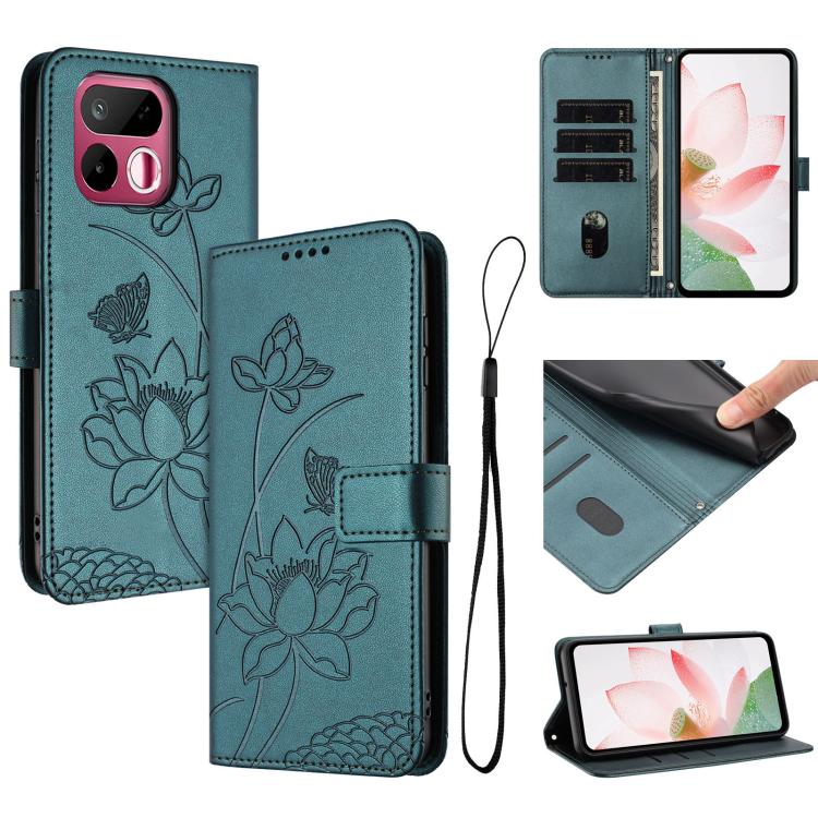 Lotus Embossed Leather Phone Case with Lanyard, For Realme 16T 5G, For Realme C100 / C100i / C100x 4G, For Realme P4 Power 5G, For Realme 16 5G, For Realme 16 Pro+ 5G, For Realme 16 Pro 5G, For Realme C85 5G / 15x 5G India, For Realme C85 Pro 4G       ...