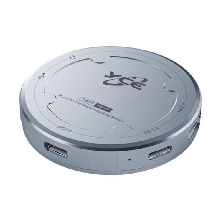 YCE-V195H USB-C / Type-C to PD3.0, HD2.0, USB3.2, 3.5mm, M.2 NVMe Magnetic Hard Drive Enclosure, YCE-V195H