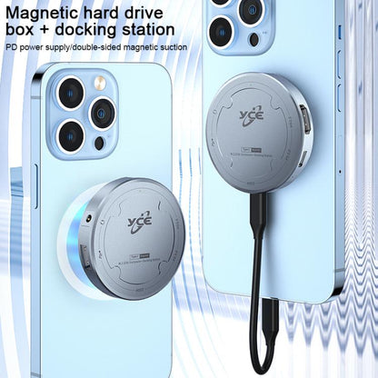YCE-V195H USB-C / Type-C to PD3.0, HD2.0, USB3.2, 3.5mm, M.2 NVMe Magnetic Hard Drive Enclosure, YCE-V195H