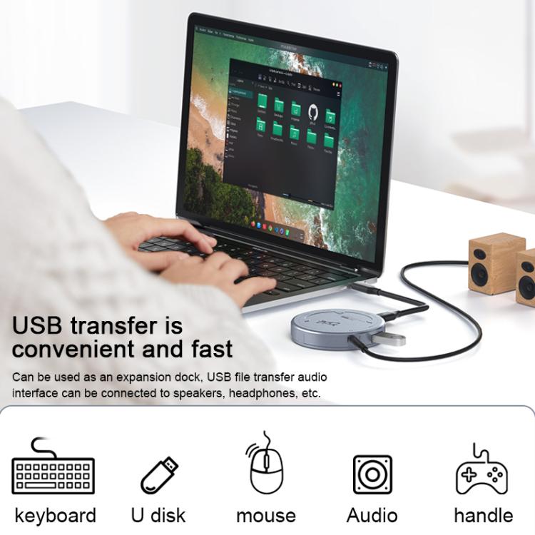 YCE-V195H USB-C / Type-C to PD3.0, HD2.0, USB3.2, 3.5mm, M.2 NVMe Magnetic Hard Drive Enclosure, YCE-V195H