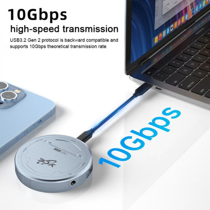 YCE-V195H USB-C / Type-C to PD3.0, HD2.0, USB3.2, 3.5mm, M.2 NVMe Magnetic Hard Drive Enclosure, YCE-V195H