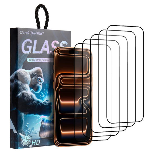 5pcs / Pack Do As You Wish Silk Screen Printed HD Tempered Glass Film, For iPhone 18 Pro / 17 Pro, For iPhone 18 Pro Max / 17 Pro Max, For iPhone 17e / 16e, For iPhone 17, For iPhone Air, For iPhone 16 Pro Max, For iPhone 16 Pro, For iPhone 16 Plus