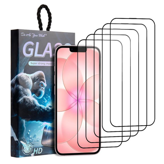 5pcs / Pack Do As You Wish Silk Screen Printed HD Tempered Glass Film, For iPhone 17e / 16e, For iPhone 17 Pro Max, For iPhone 17 Pro, For iPhone 17, For iPhone Air, For iPhone 16 Pro Max, For iPhone 16 Pro, For iPhone 16 Plus, For iPhone 16