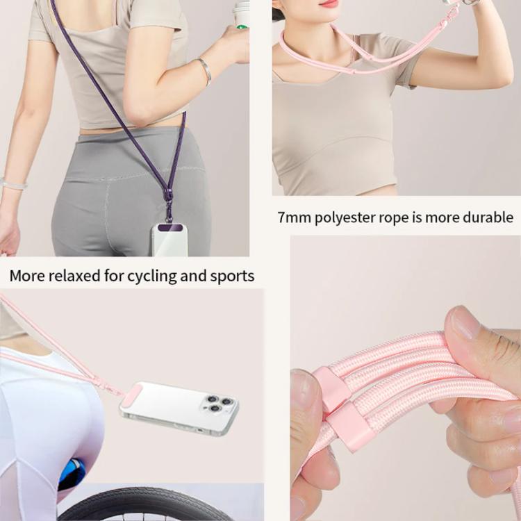 XDcase 7mm Polyester Rope Stainless Steel Sheet Adjustable Crossbody Mobile Phone Lanyard