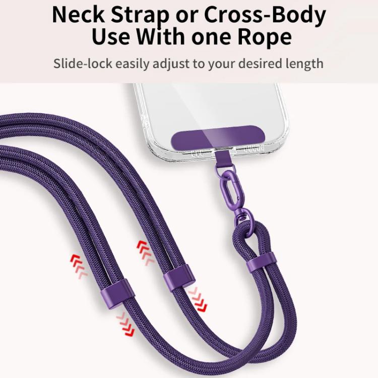 XDcase 7mm Polyester Rope Stainless Steel Sheet Adjustable Crossbody Mobile Phone Lanyard