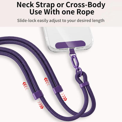 XDcase 7mm Polyester Rope Stainless Steel Sheet Adjustable Crossbody Mobile Phone Lanyard