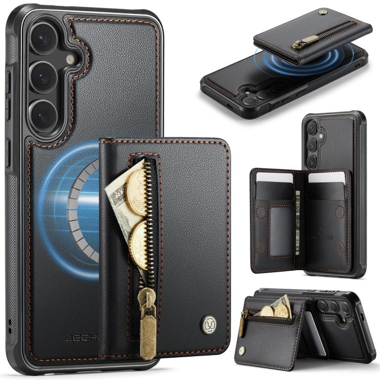 JEEHOOD J12 Exquisite RFID MagSafe Zipper Card Bag Phone Case, For Galaxy S26 FE 5G, For Samsung Galaxy S26+ 5G, For Samsung Galaxy S26 Ultra 5G, For Samsung Galaxy S26 5G, For Samsung Galaxy S25 FE 5G, For Samsung Galaxy S25 Edge 5G                   ...