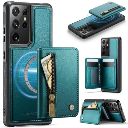JEEHOOD J12 Exquisite RFID MagSafe Zipper Card Bag Phone Case, For Galaxy S26 FE 5G, For Samsung Galaxy S26+ 5G, For Samsung Galaxy S26 Ultra 5G, For Samsung Galaxy S26 5G, For Samsung Galaxy S25 FE 5G, For Samsung Galaxy S25 Edge 5G                   ...