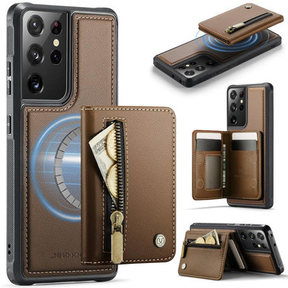 JEEHOOD J12 Exquisite RFID MagSafe Zipper Card Bag Phone Case, For Galaxy S26 FE 5G, For Samsung Galaxy S26+ 5G, For Samsung Galaxy S26 Ultra 5G, For Samsung Galaxy S26 5G, For Samsung Galaxy S25 FE 5G, For Samsung Galaxy S25 Edge 5G                   ...