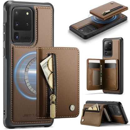 JEEHOOD J12 Exquisite RFID MagSafe Zipper Card Bag Phone Case, For Samsung Galaxy S20 FE 5G, For Samsung Galaxy S20 Ultra 5G, For Samsung Galaxy S20, For Samsung Galaxy S20+