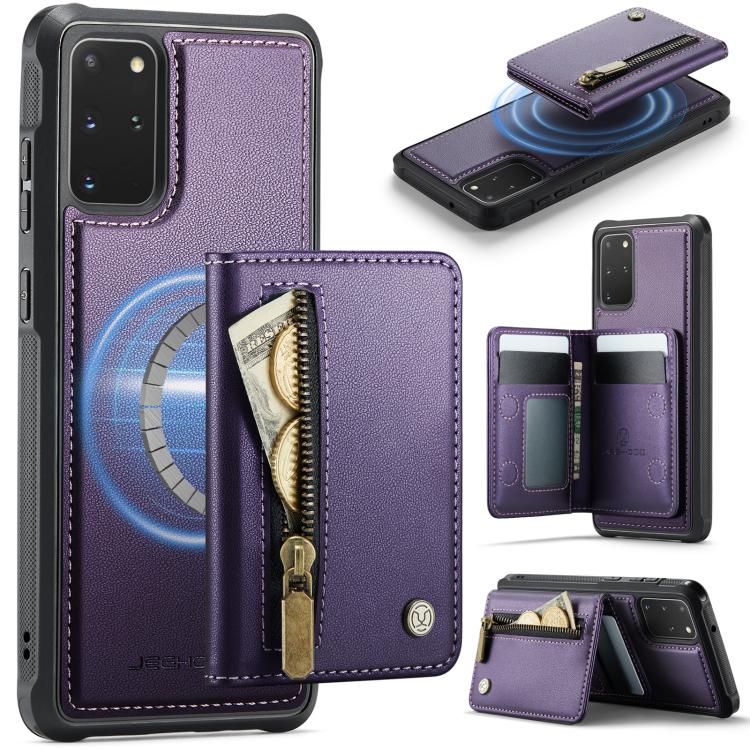 JEEHOOD J12 Exquisite RFID MagSafe Zipper Card Bag Phone Case, For Samsung Galaxy S20 FE 5G, For Samsung Galaxy S20 Ultra 5G, For Samsung Galaxy S20, For Samsung Galaxy S20+