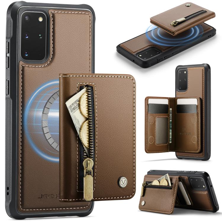 JEEHOOD J12 Exquisite RFID MagSafe Zipper Card Bag Phone Case, For Samsung Galaxy S20 FE 5G, For Samsung Galaxy S20 Ultra 5G, For Samsung Galaxy S20, For Samsung Galaxy S20+