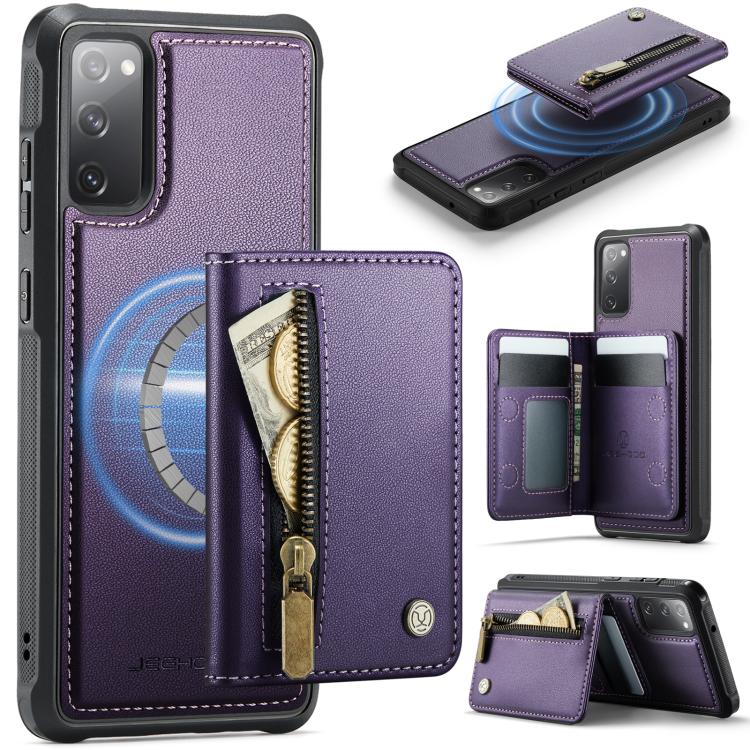 JEEHOOD J12 Exquisite RFID MagSafe Zipper Card Bag Phone Case, For Samsung Galaxy S20 FE 5G, For Samsung Galaxy S20 Ultra 5G, For Samsung Galaxy S20, For Samsung Galaxy S20+