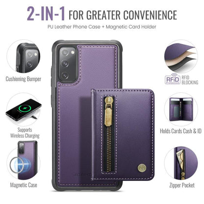 JEEHOOD J12 Exquisite RFID MagSafe Zipper Card Bag Phone Case, For Samsung Galaxy S20 FE 5G, For Samsung Galaxy S20 Ultra 5G, For Samsung Galaxy S20, For Samsung Galaxy S20+