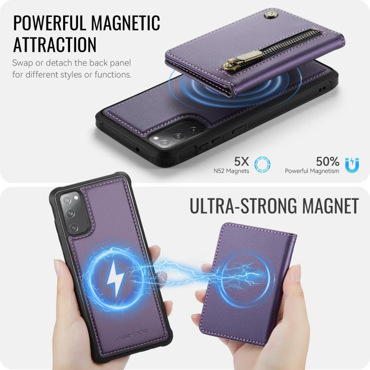 JEEHOOD J12 Exquisite RFID MagSafe Zipper Card Bag Phone Case, For Samsung Galaxy S20 FE 5G, For Samsung Galaxy S20 Ultra 5G, For Samsung Galaxy S20, For Samsung Galaxy S20+