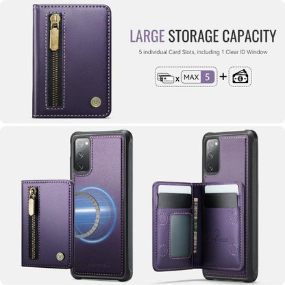 JEEHOOD J12 Exquisite RFID MagSafe Zipper Card Bag Phone Case, For Samsung Galaxy S20 FE 5G, For Samsung Galaxy S20 Ultra 5G, For Samsung Galaxy S20, For Samsung Galaxy S20+