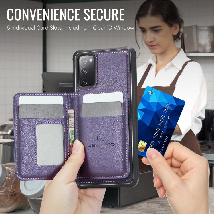 JEEHOOD J12 Exquisite RFID MagSafe Zipper Card Bag Phone Case, For Samsung Galaxy S20 FE 5G, For Samsung Galaxy S20 Ultra 5G, For Samsung Galaxy S20, For Samsung Galaxy S20+