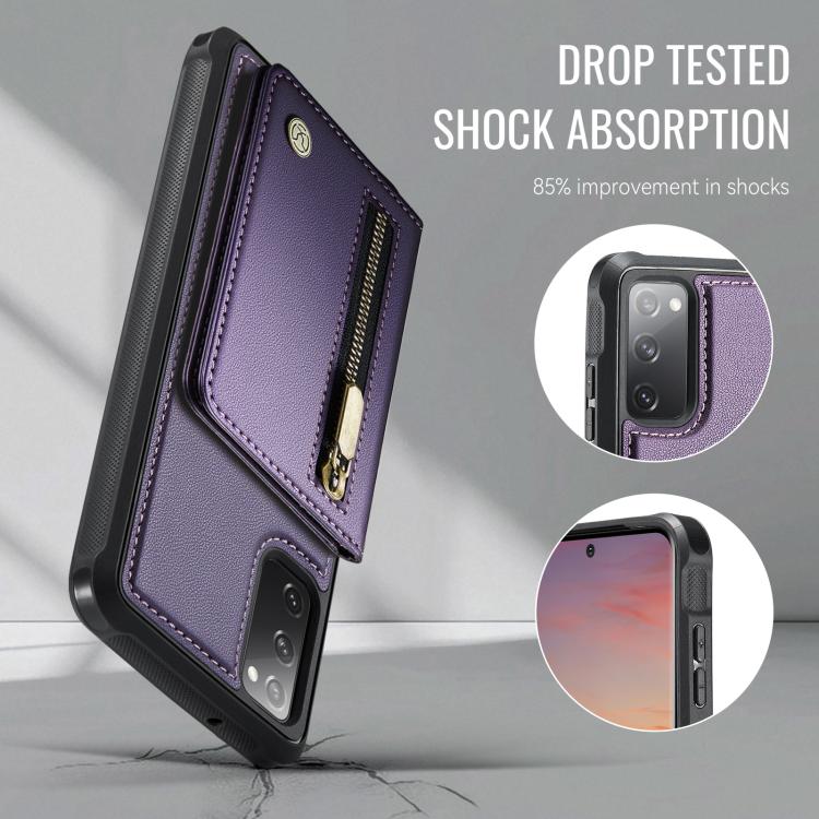 JEEHOOD J12 Exquisite RFID MagSafe Zipper Card Bag Phone Case, For Samsung Galaxy S20 FE 5G, For Samsung Galaxy S20 Ultra 5G, For Samsung Galaxy S20, For Samsung Galaxy S20+