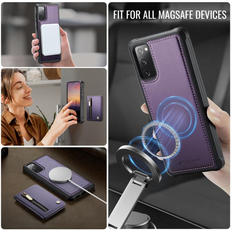 JEEHOOD J12 Exquisite RFID MagSafe Zipper Card Bag Phone Case, For Samsung Galaxy S20 FE 5G, For Samsung Galaxy S20 Ultra 5G, For Samsung Galaxy S20, For Samsung Galaxy S20+