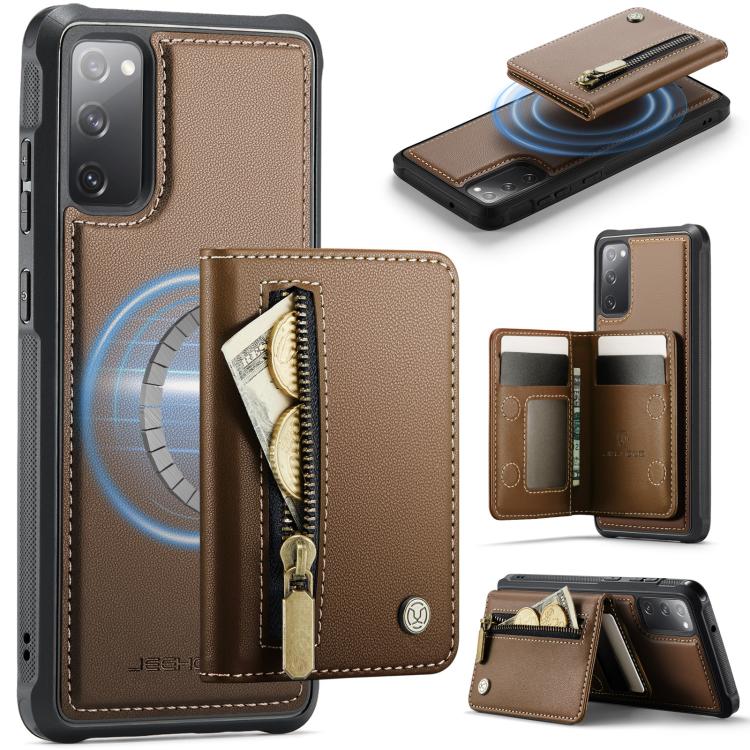 JEEHOOD J12 Exquisite RFID MagSafe Zipper Card Bag Phone Case, For Samsung Galaxy S20 FE 5G, For Samsung Galaxy S20 Ultra 5G, For Samsung Galaxy S20, For Samsung Galaxy S20+