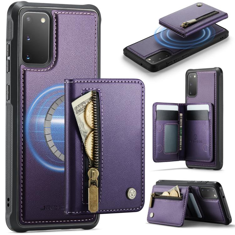 JEEHOOD J12 Exquisite RFID MagSafe Zipper Card Bag Phone Case, For Samsung Galaxy S20 FE 5G, For Samsung Galaxy S20 Ultra 5G, For Samsung Galaxy S20, For Samsung Galaxy S20+