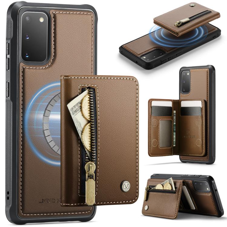 JEEHOOD J12 Exquisite RFID MagSafe Zipper Card Bag Phone Case, For Samsung Galaxy S20 FE 5G, For Samsung Galaxy S20 Ultra 5G, For Samsung Galaxy S20, For Samsung Galaxy S20+